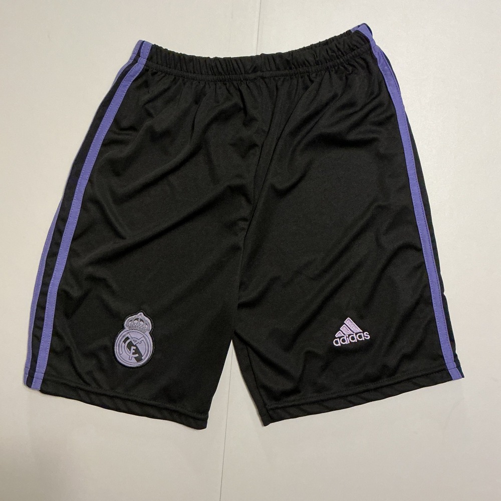 Adidas Real Madrid Soccer Shorts Kids Size 176 (XL) Black Purple Athletic